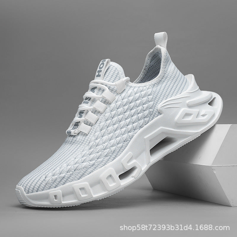 Plus Size Breathable Mesh Surface Popular Leisure Sports Running Blade Men's Shoes White GlamzKart