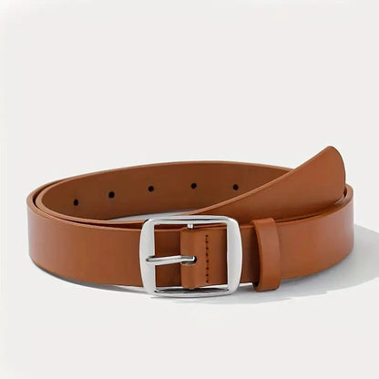 Men's Pin Buckle PU Microfiber Eyelet Belt Fashion Casual Belt Khaki B GlamzKart