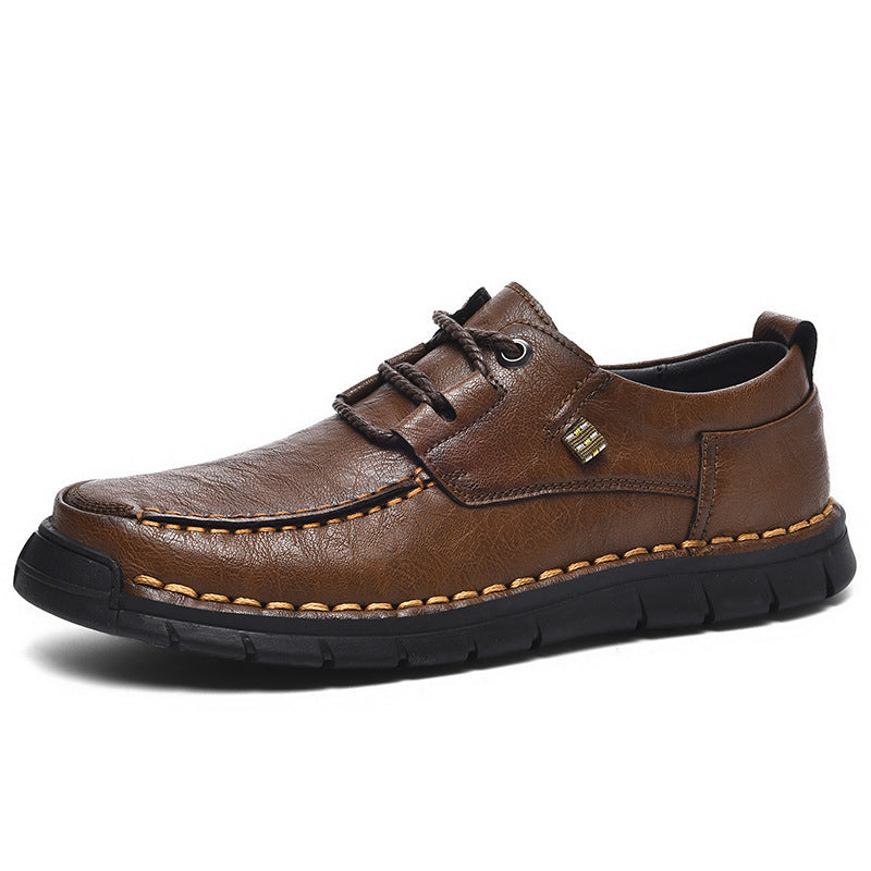 Fashion Personality Soft Bottom Men's Casual Shoes Brown Lace Up Style GlamzKart