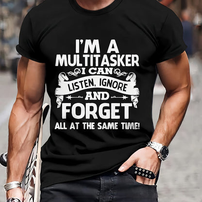 Men's Fashion 3D T-shirt Casual Loose Black GlamzKart