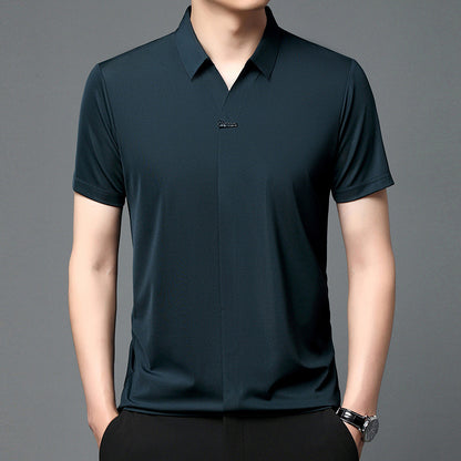 Ice Silk Short Sleeve Men's Fashion Casual Lapel GlamzKart