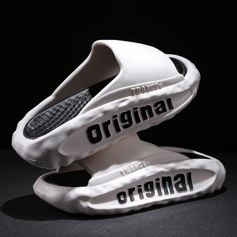 Men's Slippers Thick Bottom For Outdoors Trendy Non-slip Wear-resistant White GlamzKart