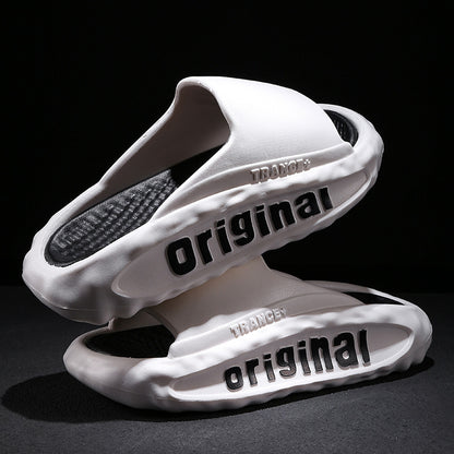 Men's Slippers Thick Bottom For Outdoors Trendy Non-slip Wear-resistant White GlamzKart