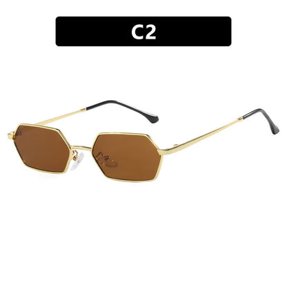 Women's Fashion Personality Polygonal Sunglasses As Shown In The Figure Gold Frame Dried GlamzKart