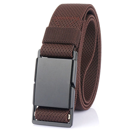 Metal Magnetic Buckle All-matching Jeans Casual Belt Brown 125cm GlamzKart