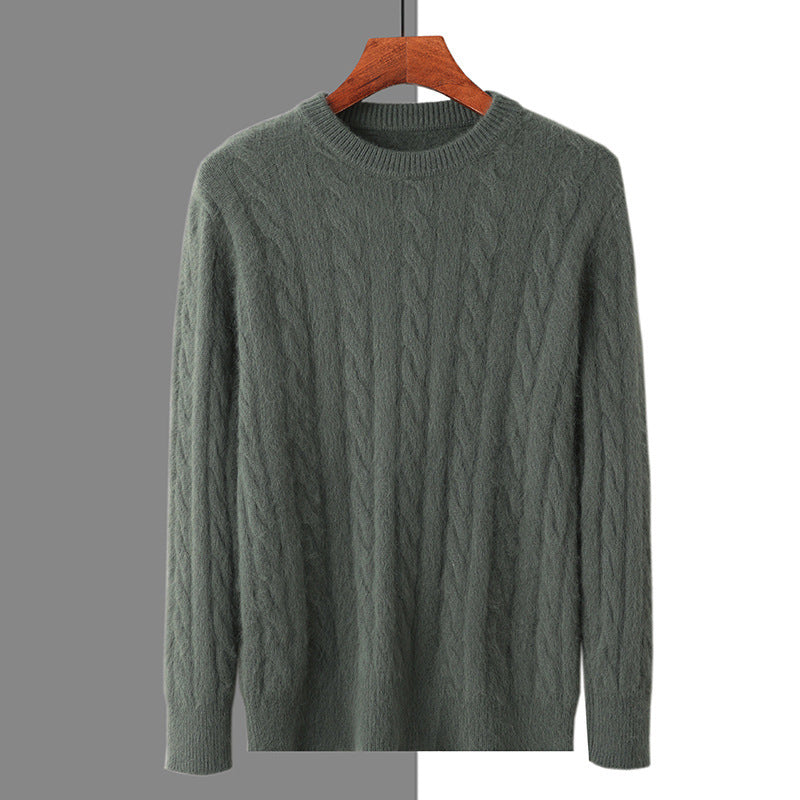 Plus Size Men's Thickened Mink Sweater Woolen Sweater Light Army Green GlamzKart