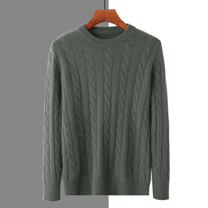 Plus Size Men's Thickened Mink Sweater Woolen Sweater Light Army Green GlamzKart