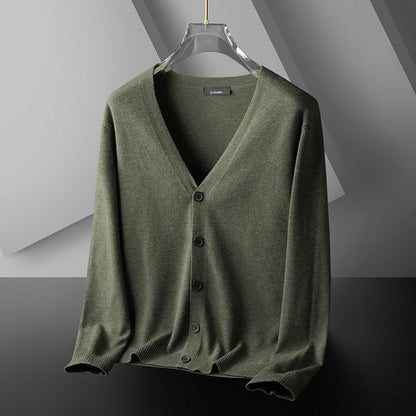 Thin Trendy Casual Outdoor Cotton Knitwear Black Sweater Army Green GlamzKart