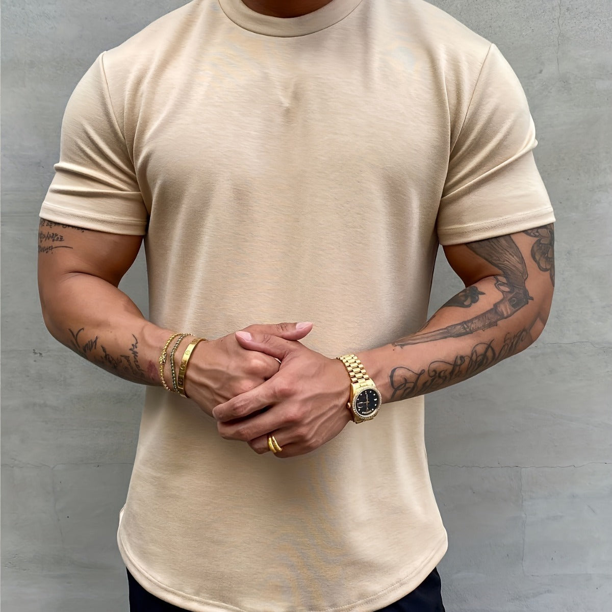 Men's Simple All-match Pure Cotton Solid Color Short Sleeve GlamzKart