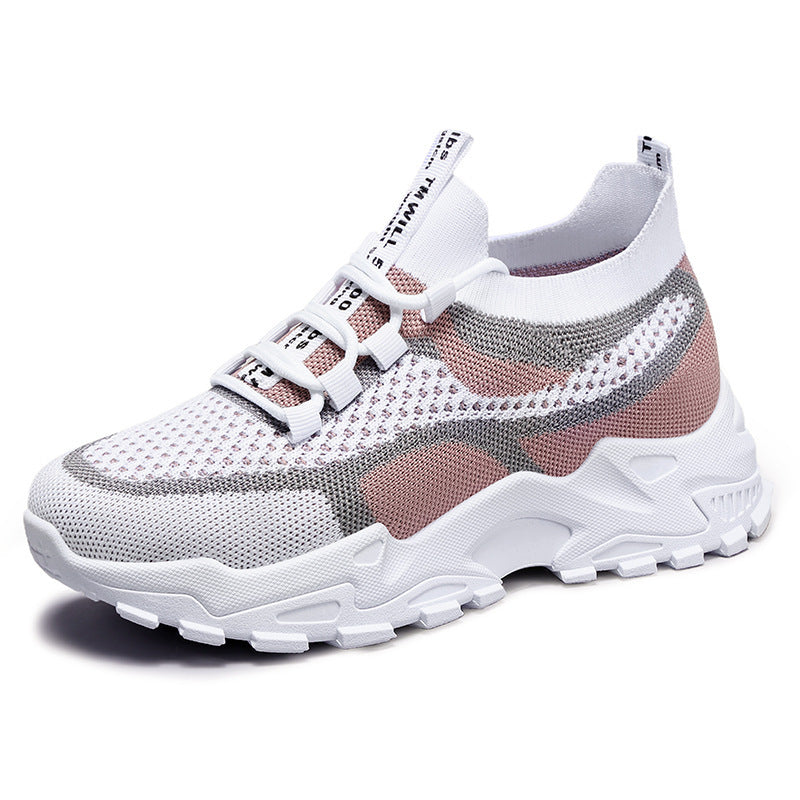 Soft Sole Lightweight Dad Shoes Women's Shoes Flying Woven Breathable Mesh Surface Shoes GlamzKart