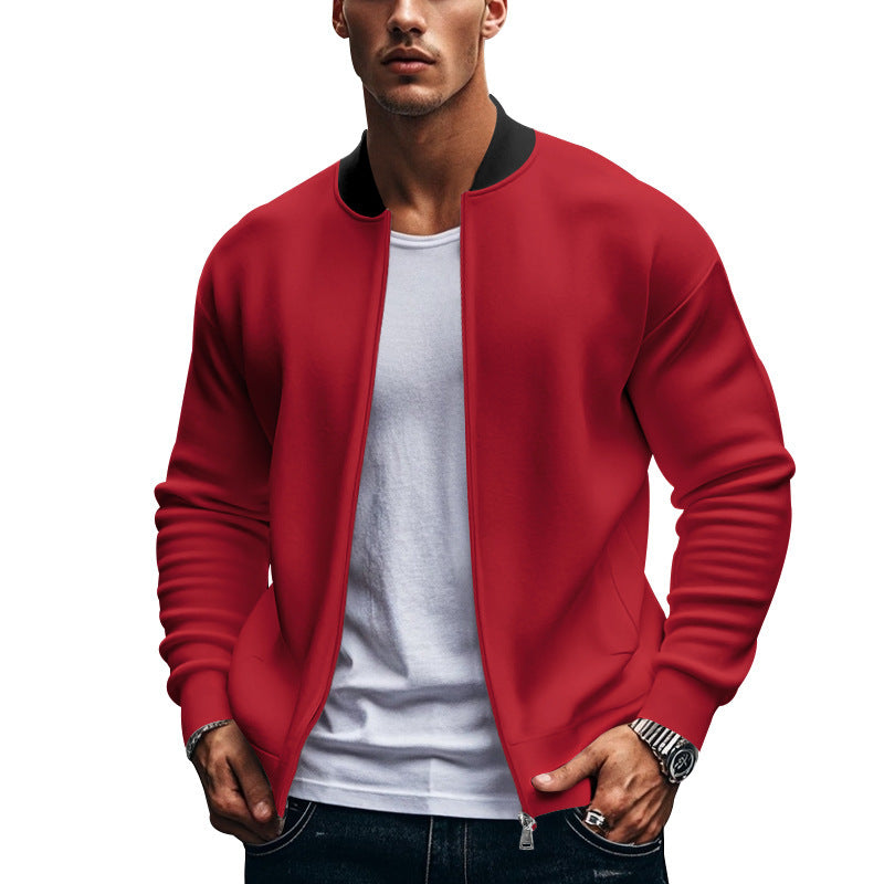 Long-sleeve Zipper Baseball Uniform Coat Jacket Red GlamzKart
