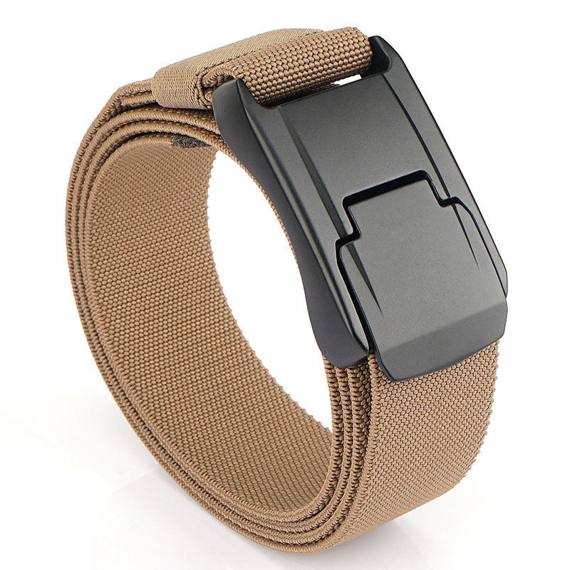 Men's Tactical Belt Casual Weaving Elastic Dark Khaki 125cm GlamzKart