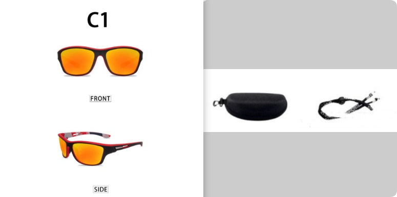 Sunglasses For Men Polarized Outdoor C1 red film set GlamzKart