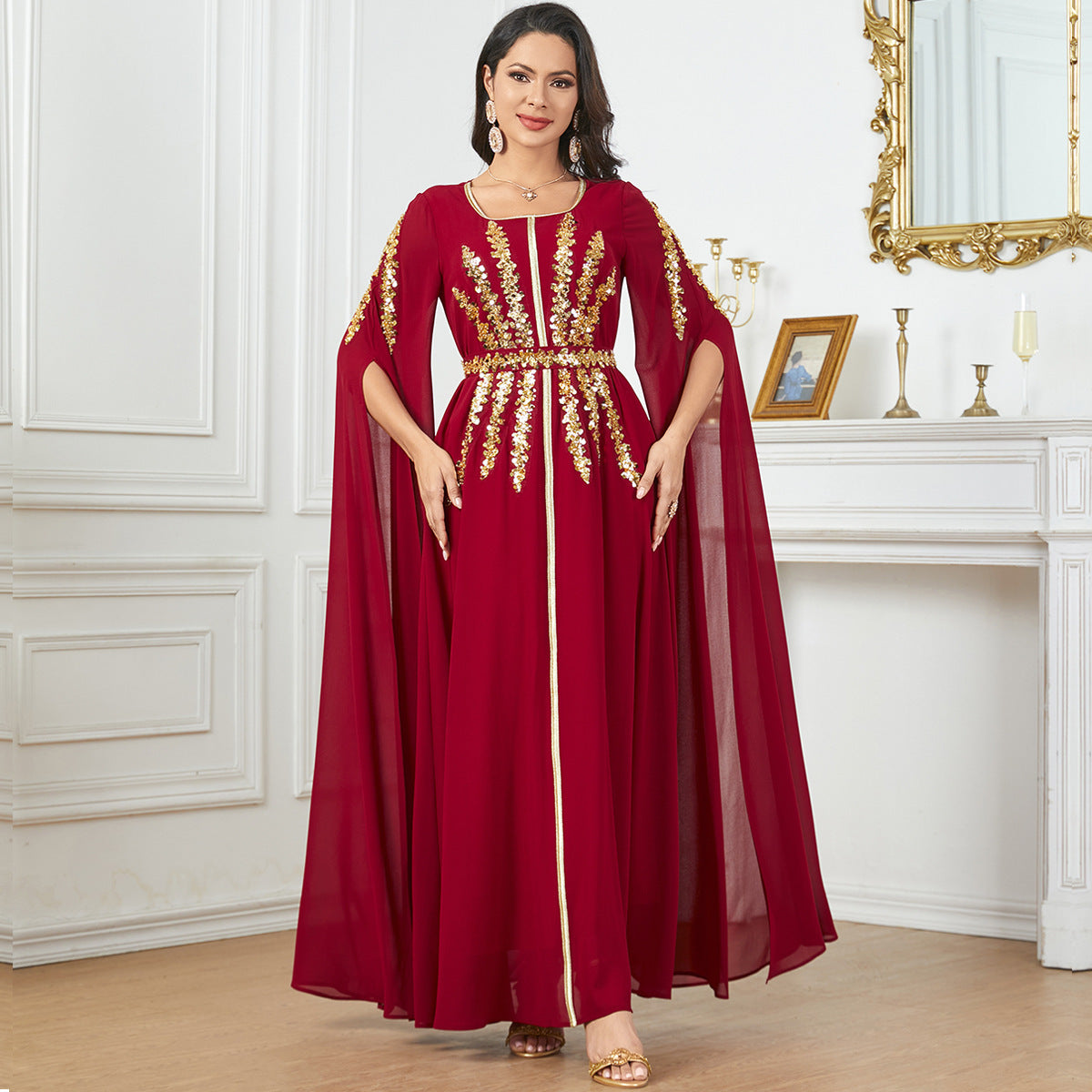 Arab Women's Robe Super Long Sleeve Muslim Dress GlamzKart