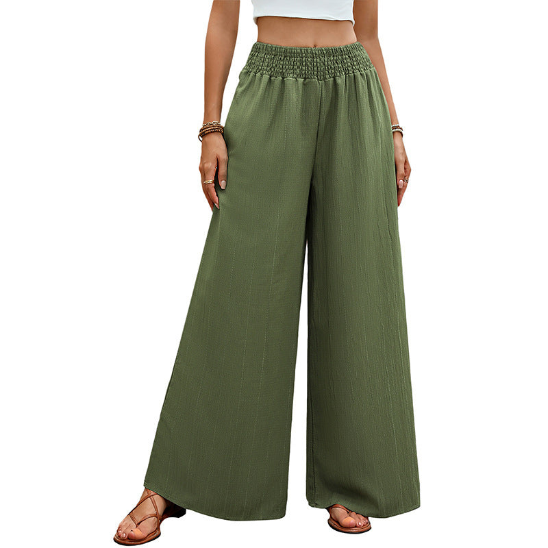 Green Casual Wide-leg Pants For Women GlamzKart
