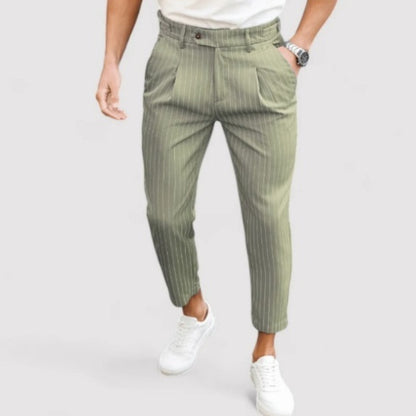Printed Slim Fit Pants For Men Straight Leg Green GlamzKart
