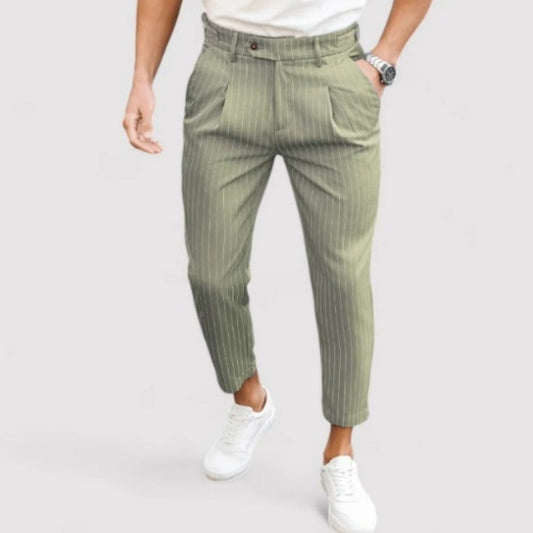 Printed Slim Fit Pants For Men Straight Leg Green GlamzKart