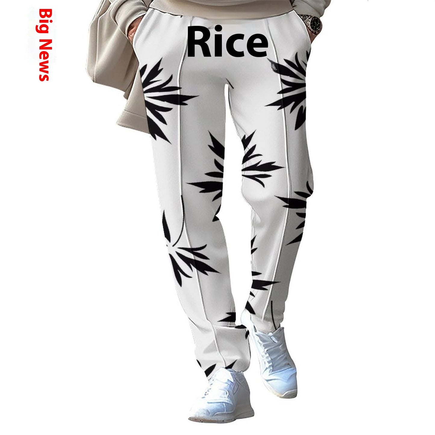 Casual Technology Printing Wide Drawstring Straight-leg Trousers GlamzKart