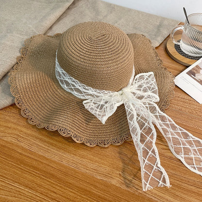 Sun Hat Women's Summer French Elegant Bow 423 Khaki GlamzKart