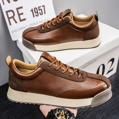 Black Work Casual Leather Shoes Low-cut GlamzKart