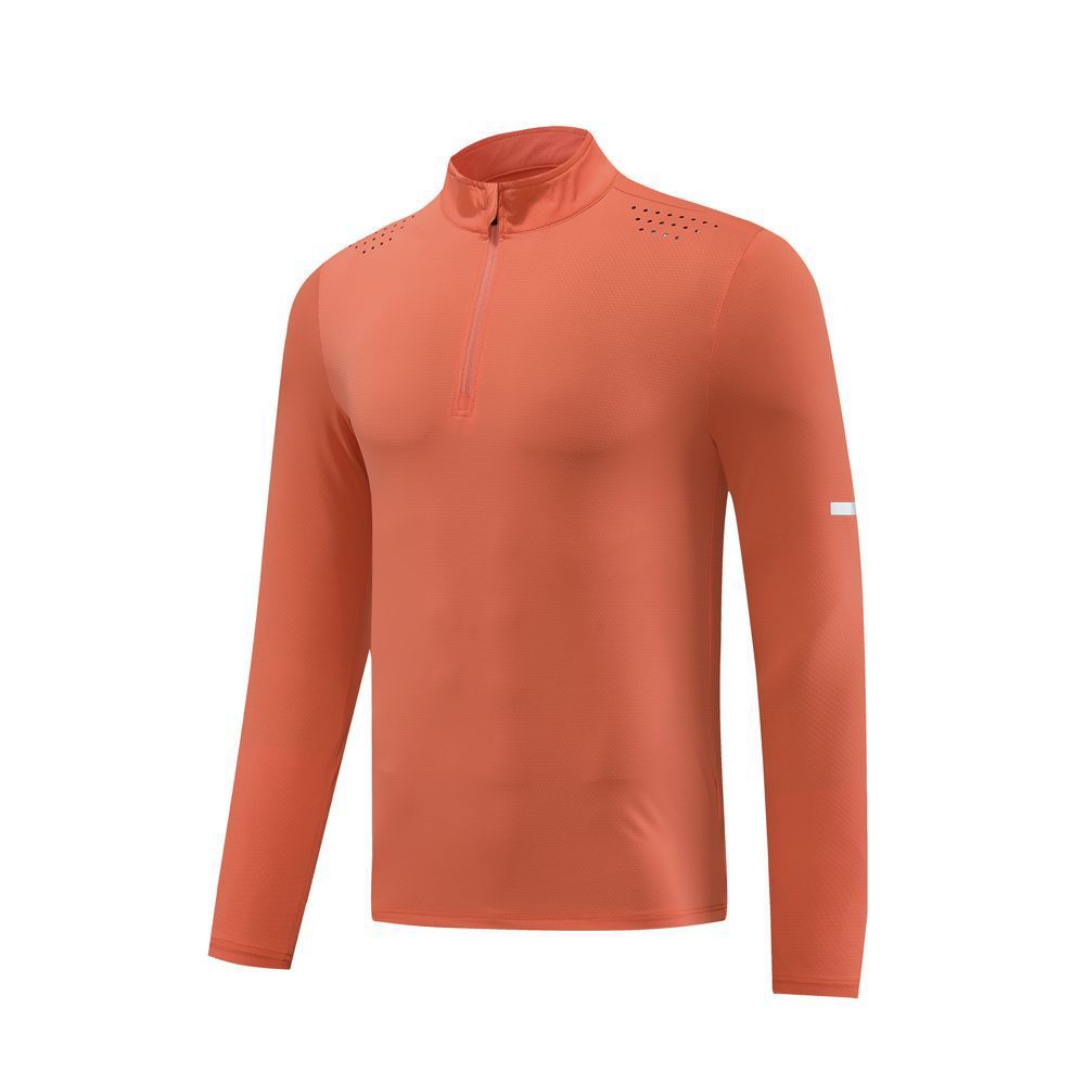 Training Running Quick Drying Clothes Outdoor Casual Stretch Quick-drying Exercise T-shirt Long Sleeve Men Orange GlamzKart