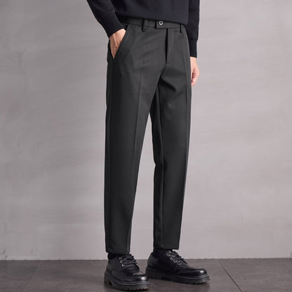 Fall Winter Men Straight Casual Pants Black GlamzKart