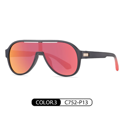Fashion TR One-piece Large Frame Colorful Polarized Sunglasses C04 GlamzKart