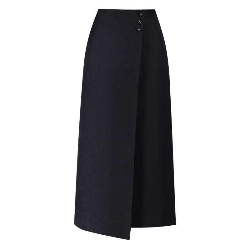 Draping Irregular Straight Women's Split Sheath Skirt GlamzKart
