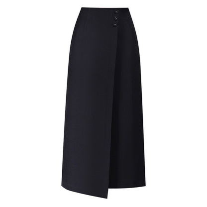 Draping Irregular Straight Women's Split Sheath Skirt GlamzKart