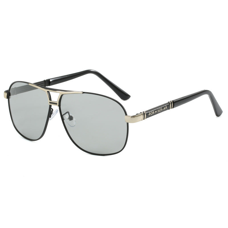Men's Polarized Day And Night UV Protection Advanced Sense Color Changing Sunglasses Silver Black Color Changing GlamzKart