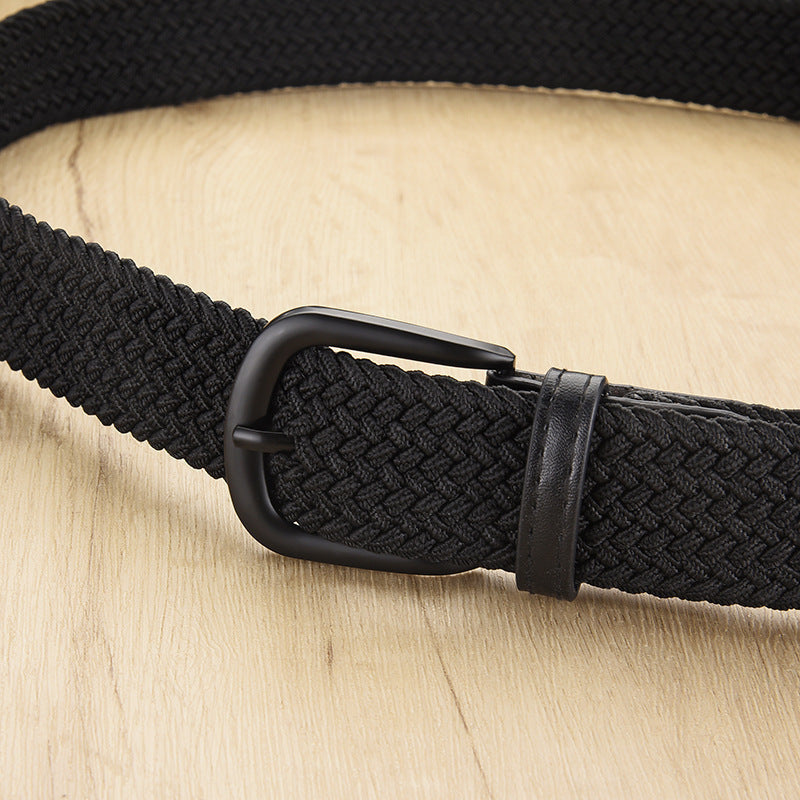 New Men's And Women's Woven Belt Elastic Stretch Punch-free GlamzKart