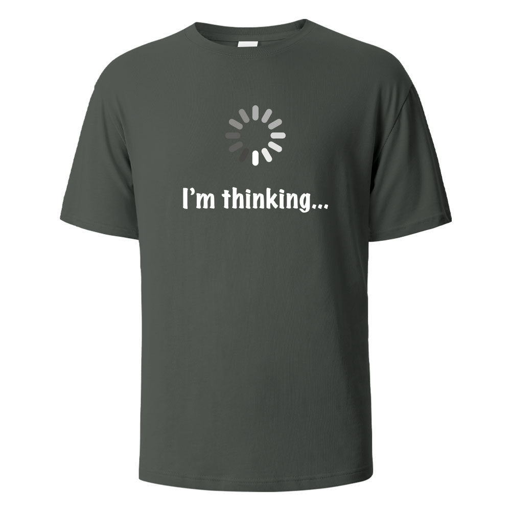 I'm Thinking About Interesting Printed T-shirt Dark Gray GlamzKart