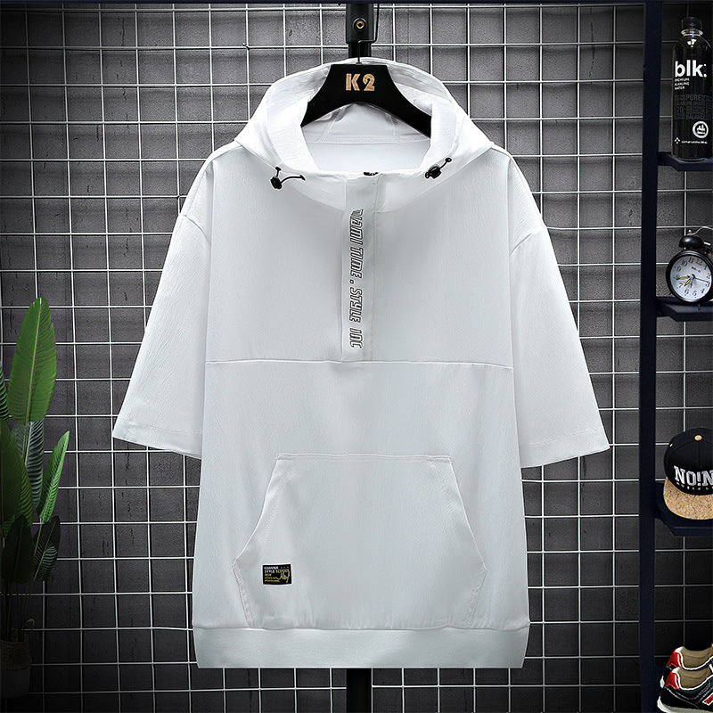 Fashion Men's Sports Hooded Short Sleeve T-shirt GlamzKart