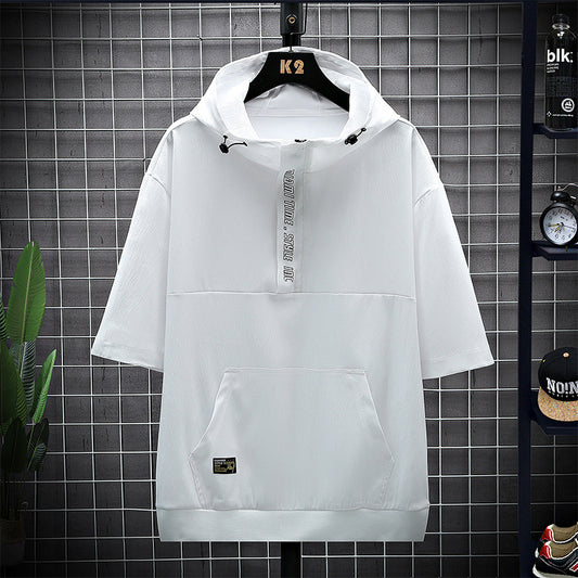 Fashion Men's Sports Hooded Short Sleeve T-shirt GlamzKart