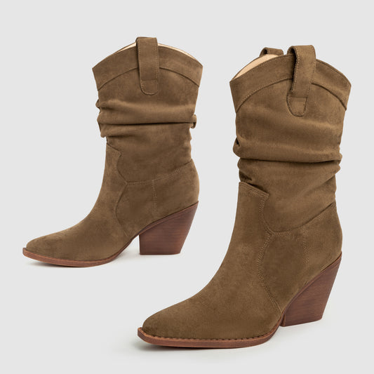 Thick Heel Brown High Heels Women's Ankle Boots GlamzKart
