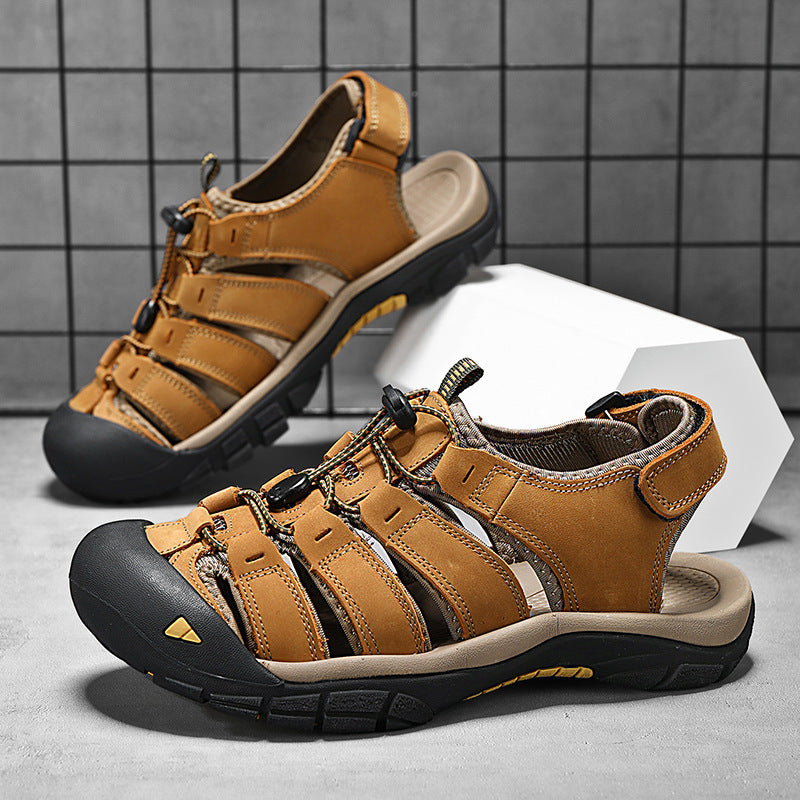 Top Layer Leather Plus Size Men's Beach Sandals GlamzKart