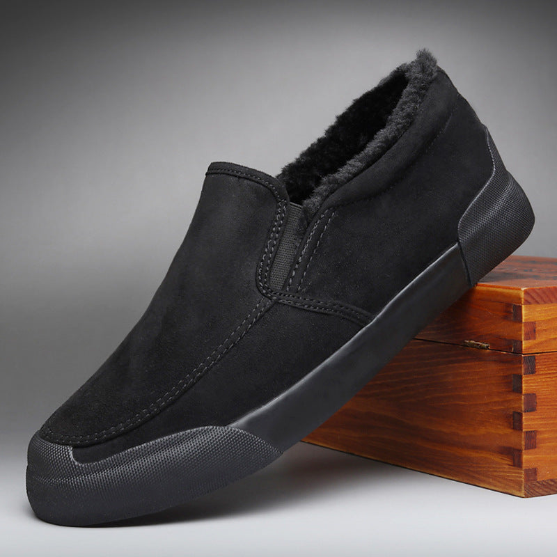 Men's Casual All-match Cloth Cover Velvet Shoes Black GlamzKart