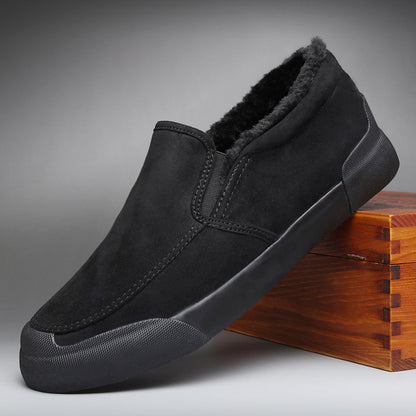 Men's Casual All-match Cloth Cover Velvet Shoes Black GlamzKart