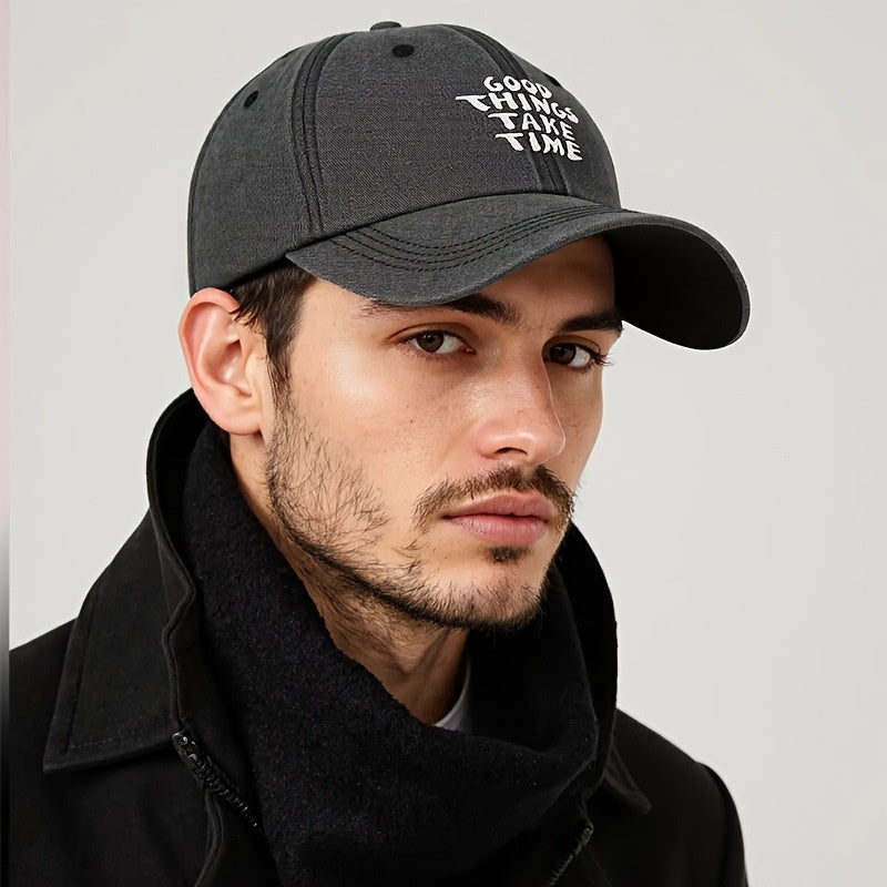 Embroidered Letter Washed-out Vintage Baseball Cap Unisex Adjustable GlamzKart