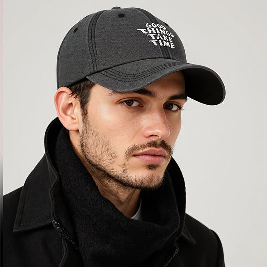 Embroidered Letter Washed-out Vintage Baseball Cap Unisex Adjustable GlamzKart