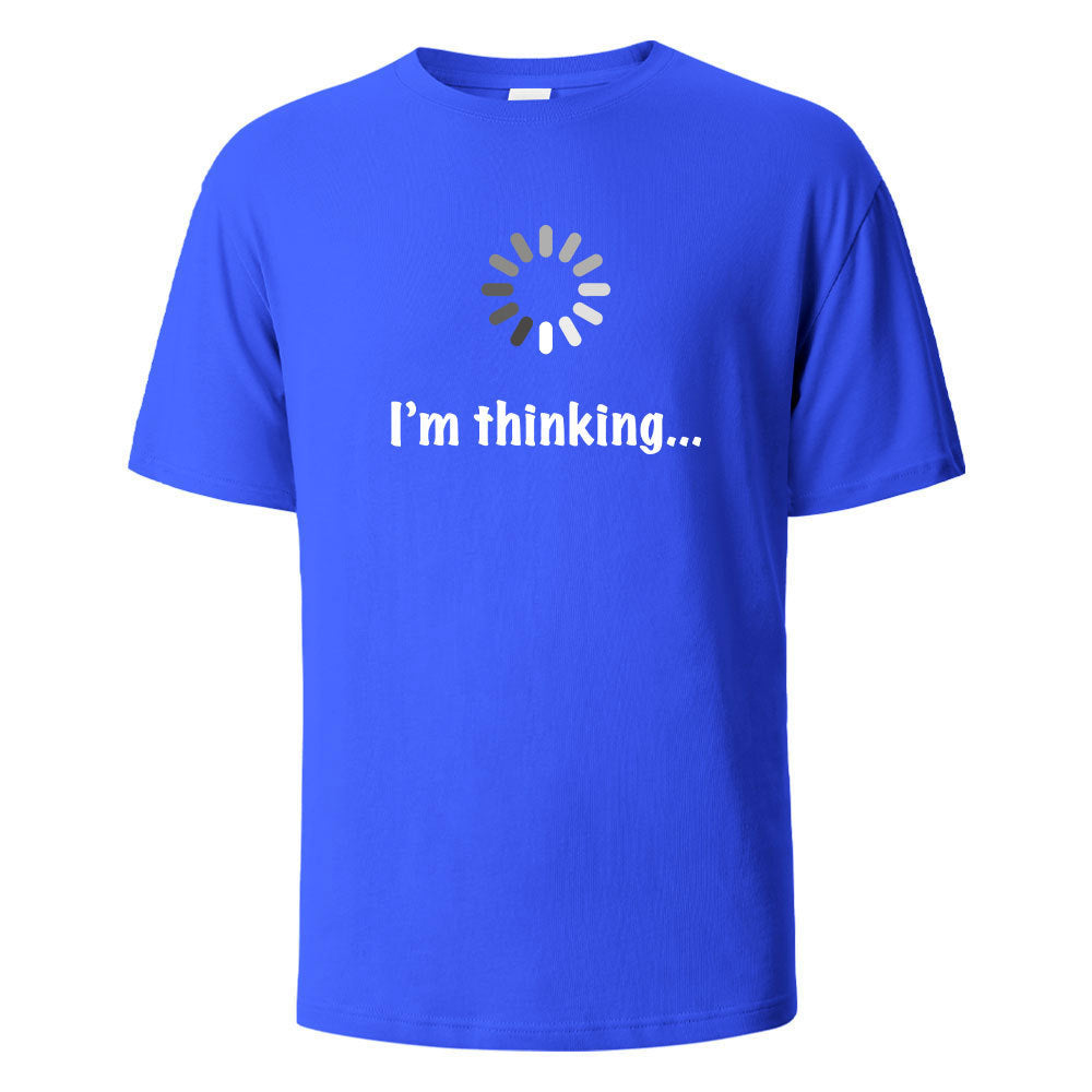 I'm Thinking About Interesting Printed T-shirt Blue GlamzKart