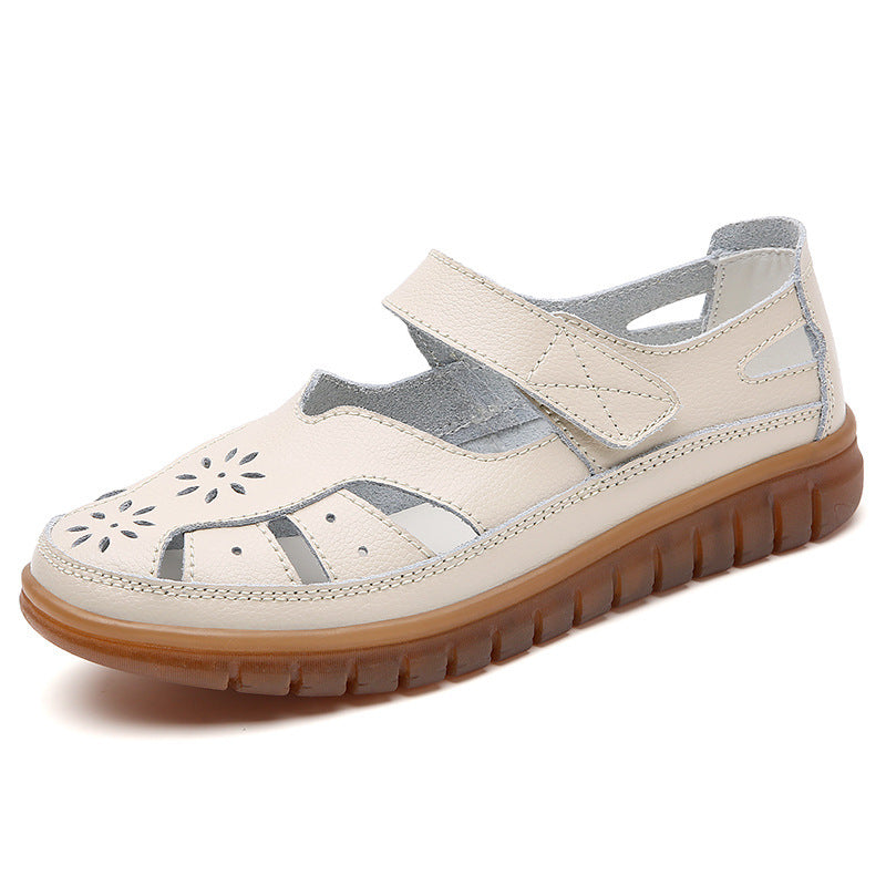 New Plus Size Hollow-out Hole Shoes For Women Beige GlamzKart