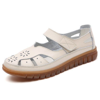 New Plus Size Hollow-out Hole Shoes For Women Beige GlamzKart