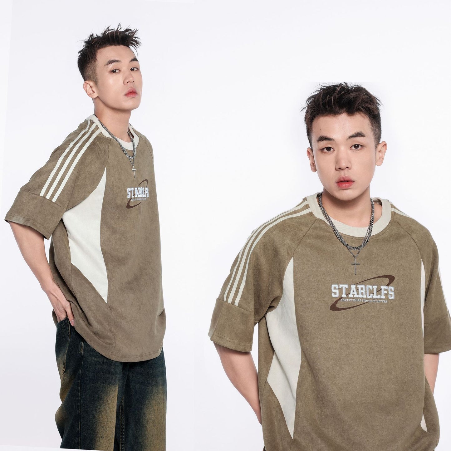 Men's Loose Short-sleeved T-shirt With Letter Embroidery Design GlamzKart