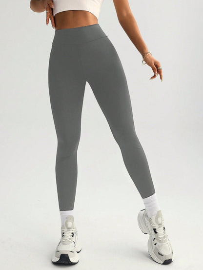High Elastic Quick-dry Hip Raise Sports Yoga Pants Light Gray GlamzKart