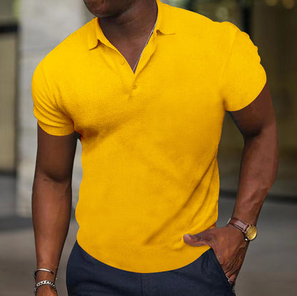 Sports Fitness T-shirt Summer Slim Fit Multi-color Short Sleeve Men's Casual Yellow GlamzKart