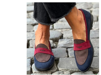 Round Toe Loafers Suede Color Matching GlamzKart