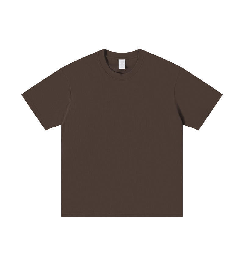 All-matching Round Neck Short Sleeves Loose Dark Brown GlamzKart