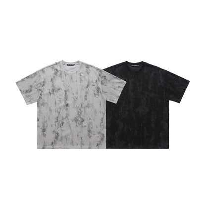 Ripped Edging Design Small Neckline Loose National Fashion Short Sleeve T-shirt GlamzKart