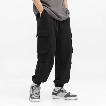 Men's Loose Tappered Cargo Pants Fashion Z15 Black GlamzKart